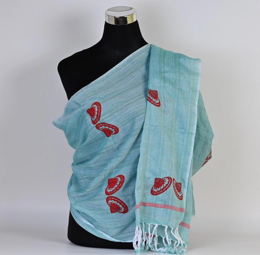 Hand-Woven Cotton Stole With Assamese Motifs